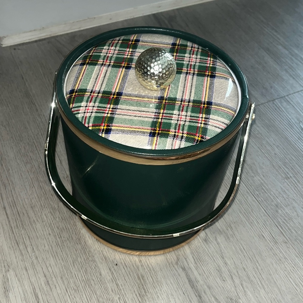 GREEN PLAID GOLF ICE BUCKET
